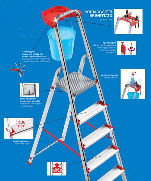 Scala domestica in alluminio robusta,pratica e leggera max 150 Kg (8 Gradini)  : : Fai da te